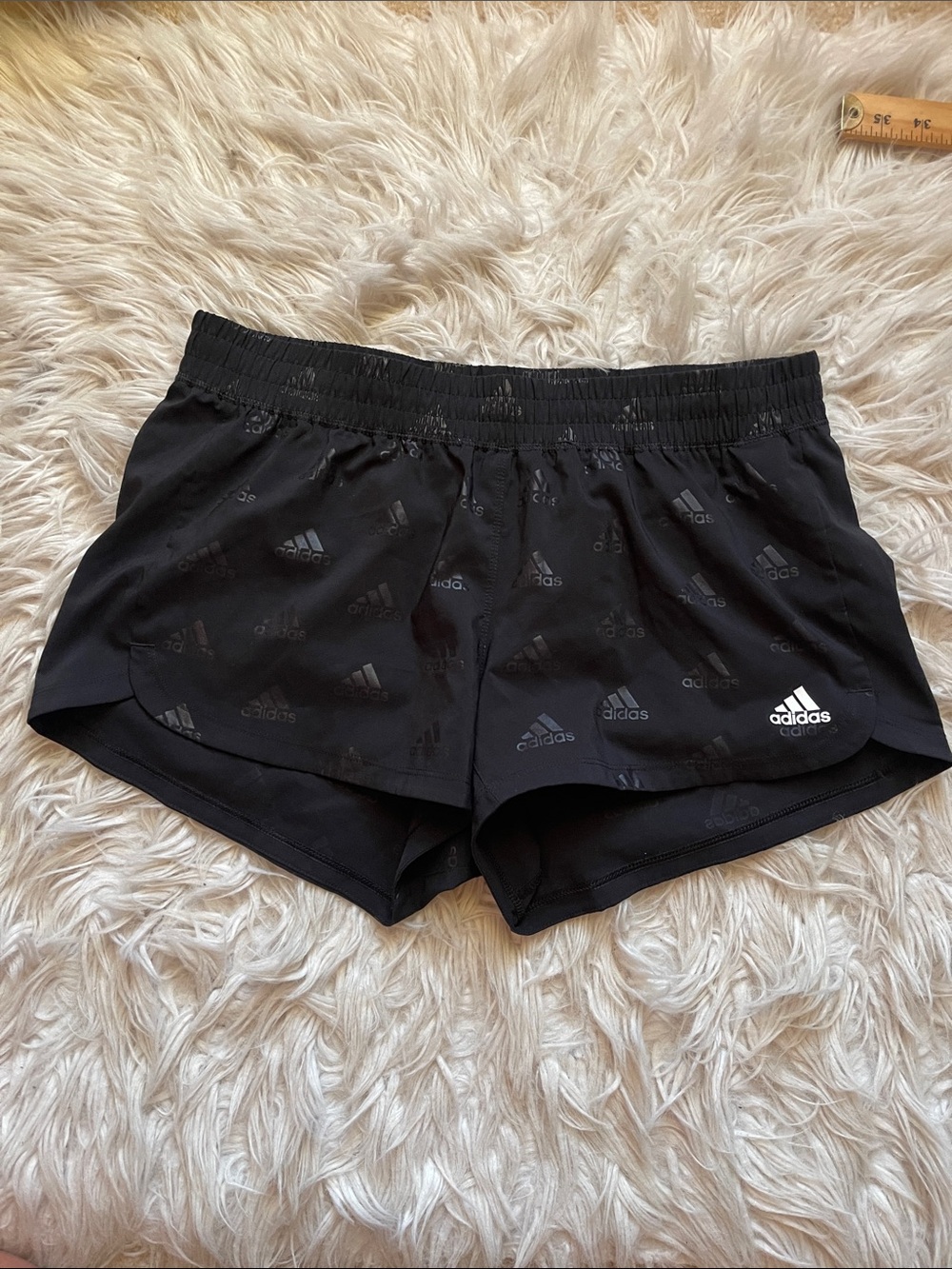adidas Black Women's Athletic Shorts with Subtle Logo Print
